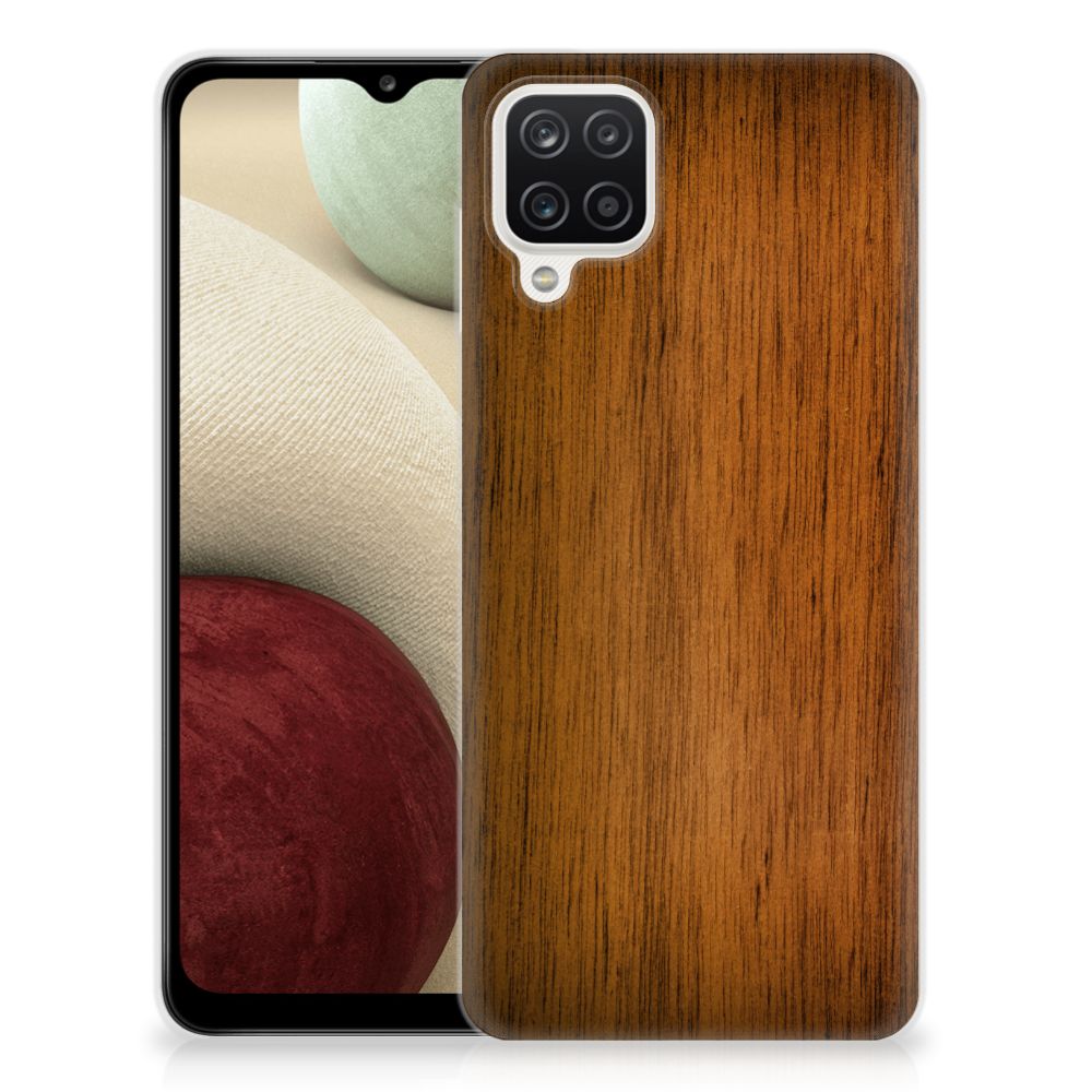 Samsung Galaxy A12 Bumper Hoesje Donker Hout