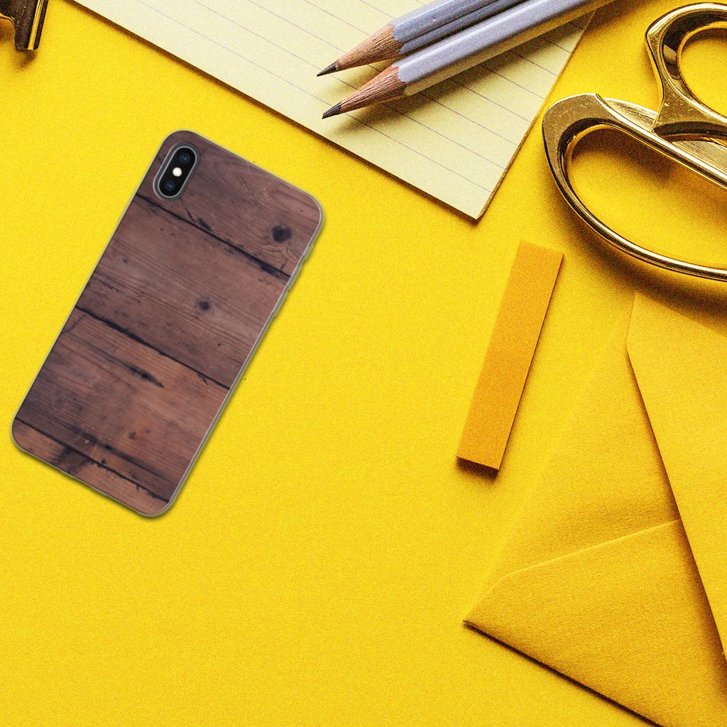 Apple iPhone Xs Max Bumper Hoesje Old Wood