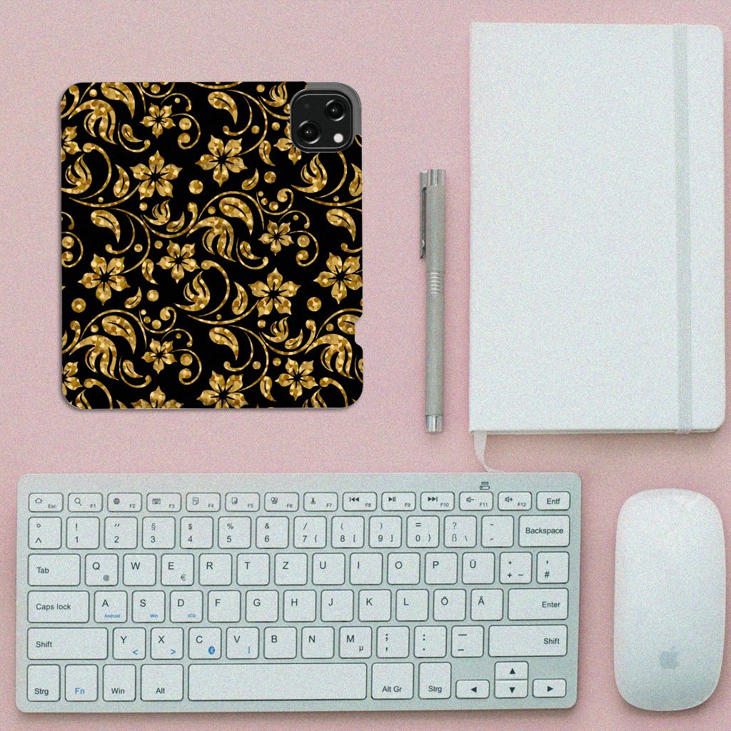 iPhone 13 Smart Cover Gouden Bloemen