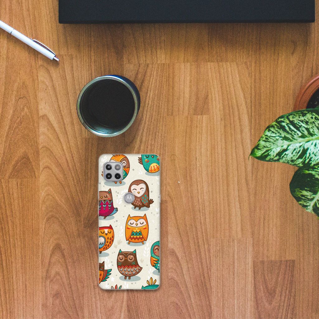 Motorola Moto G 5G TPU Hoesje Vrolijke Uilen B2C Telecom