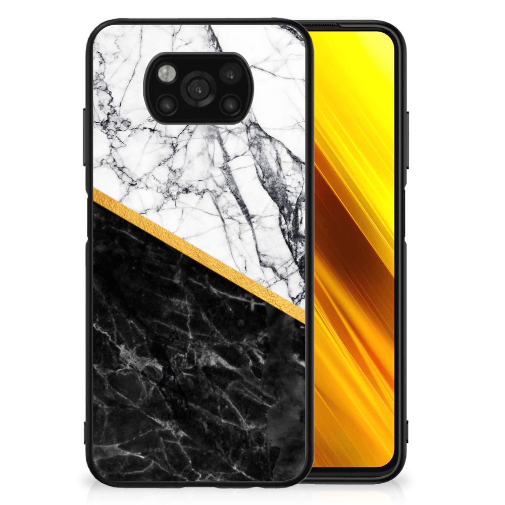 Xiaomi Poco X3 | X3 Pro Marmeren Print Telefoonhoesje Marmer Wit Zwart - Origineel Cadeau Man