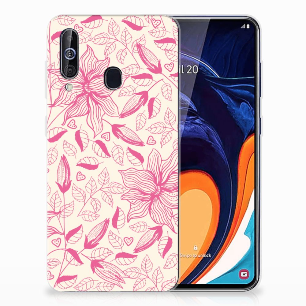 Samsung Galaxy A60 TPU Case Pink Flowers