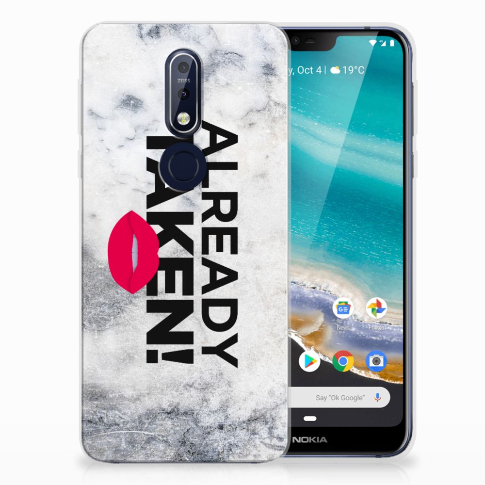 Nokia 7.1 Siliconen hoesje met naam Already Taken White