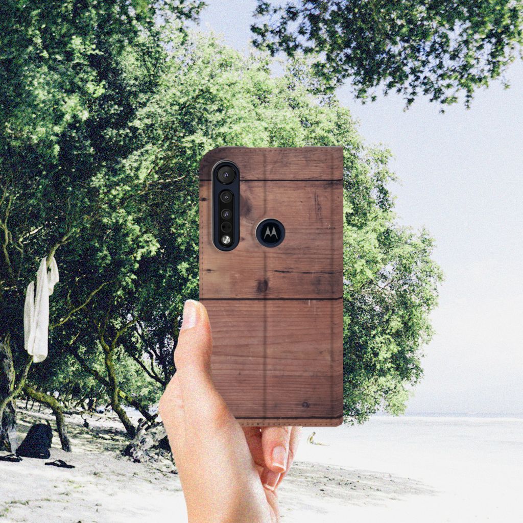 Motorola G8 Plus Book Wallet Case Old Wood - B2C Telecom
