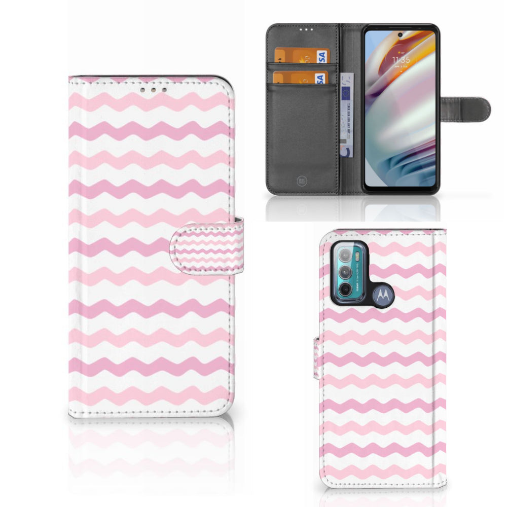 Motorola Moto G60 Telefoon Hoesje Waves Roze