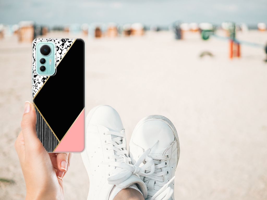 Xiaomi 12 Lite TPU Hoesje Zwart Roze Vormen B2C Telecom