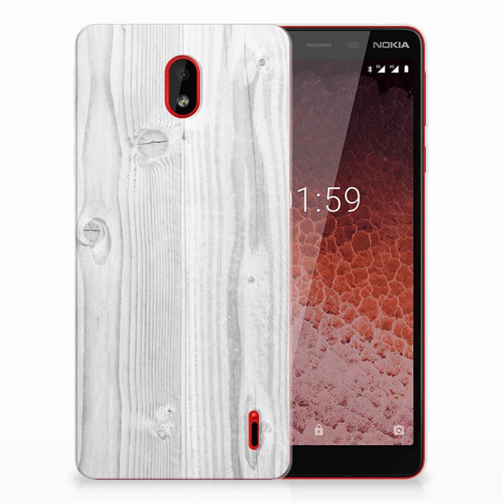 Nokia 1 Plus Bumper Hoesje White Wood