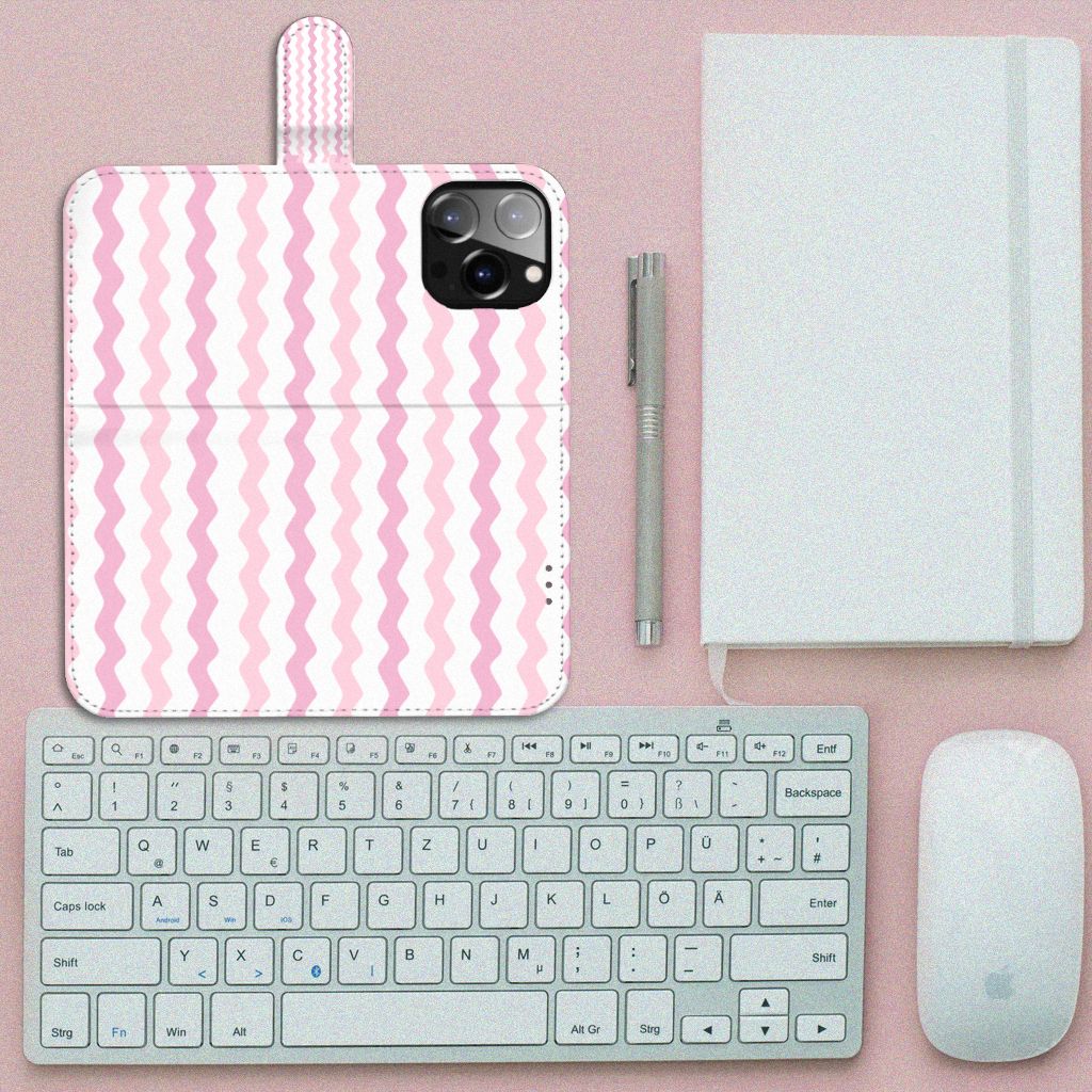 iPhone 14 Pro Max Telefoon Hoesje Waves Roze