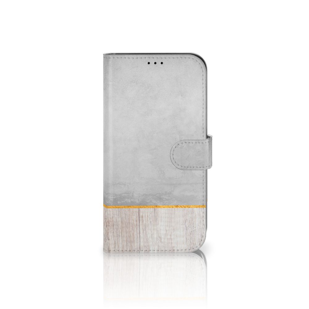 iPhone 13 Pro Max Book Style Case Wood Concrete
