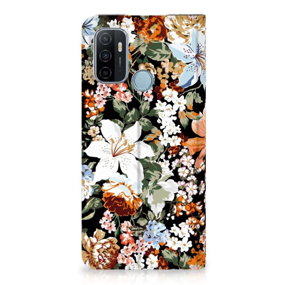 Smart Cover voor OPPO A53 | A53s Dark Flowers - B2C Telecom