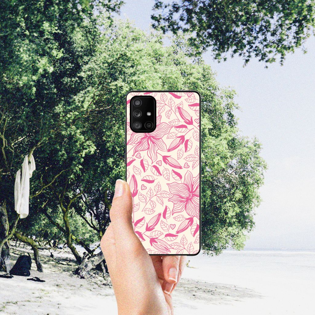 Samsung Galaxy A71 Bloemen Hoesje Pink Flowers B2C Telecom