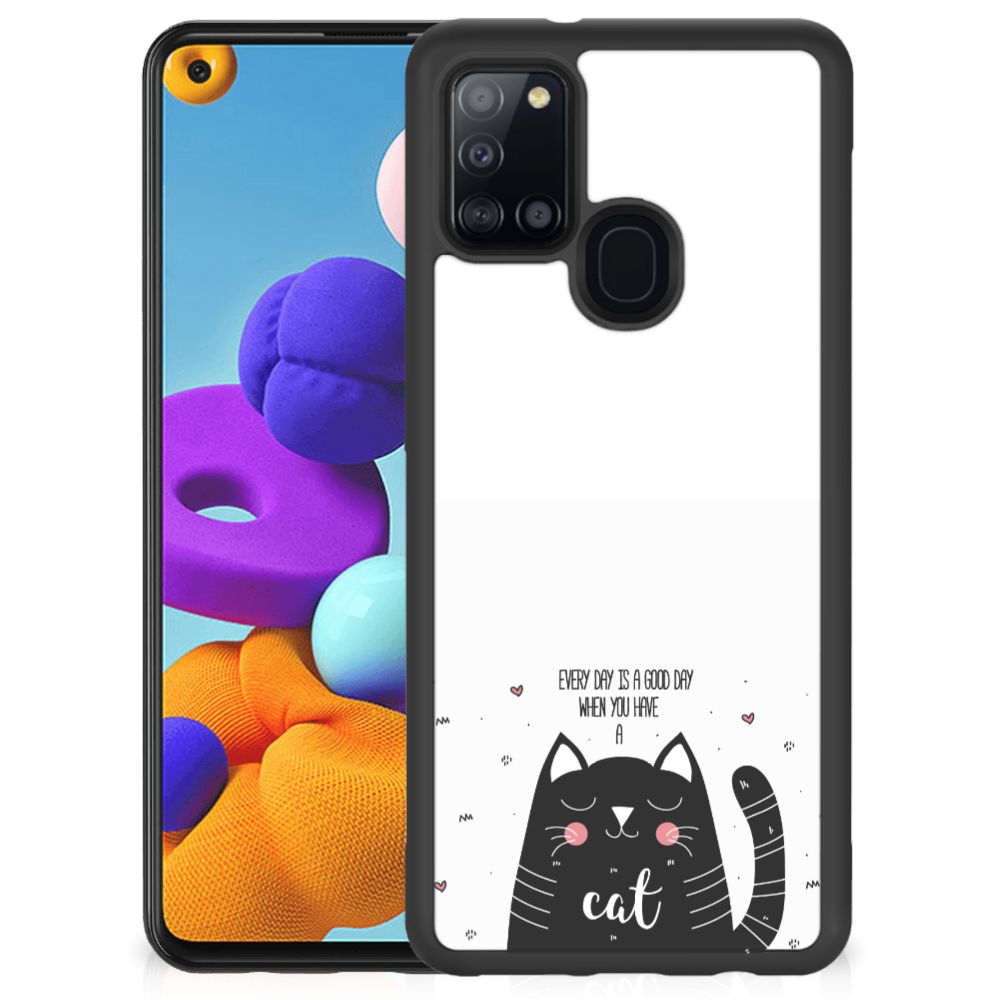 Samsung Galaxy A21s Bumper Hoesje Cat Good Day