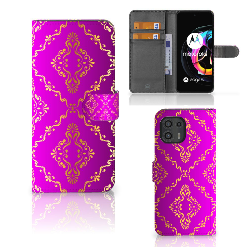 Wallet Case Motorola Edge 20 Lite Barok Roze