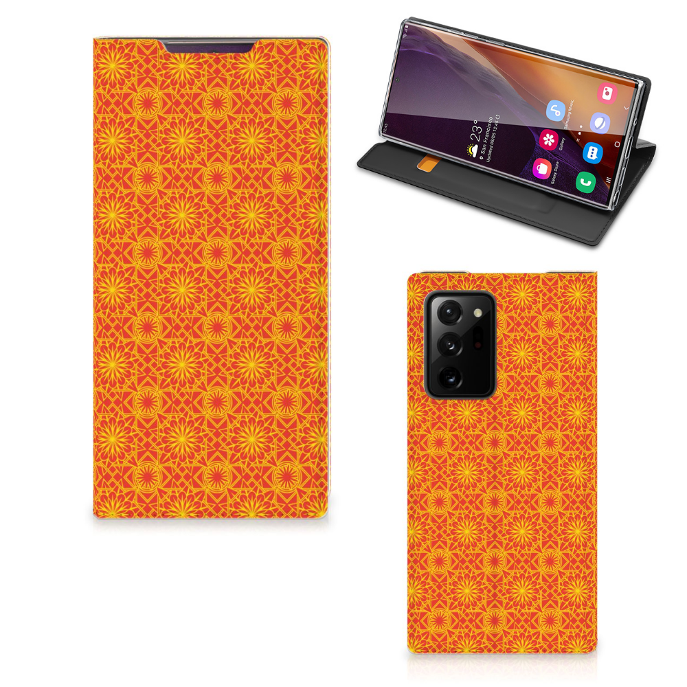 Samsung Galaxy Note 20 Ultra Hoesje met Magneet Batik Oranje - B2C Telecom