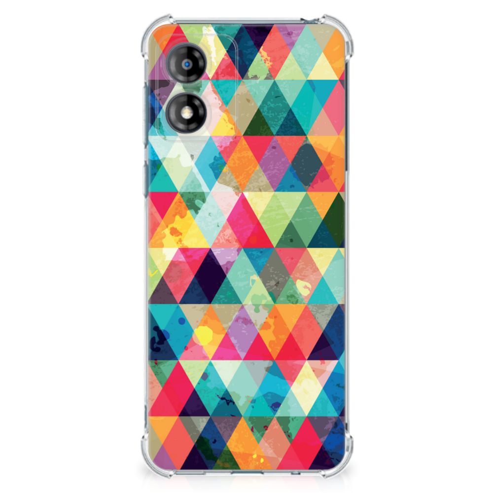 Motorola Moto E13 Doorzichtige Silicone Hoesje Geruit B2C Telecom