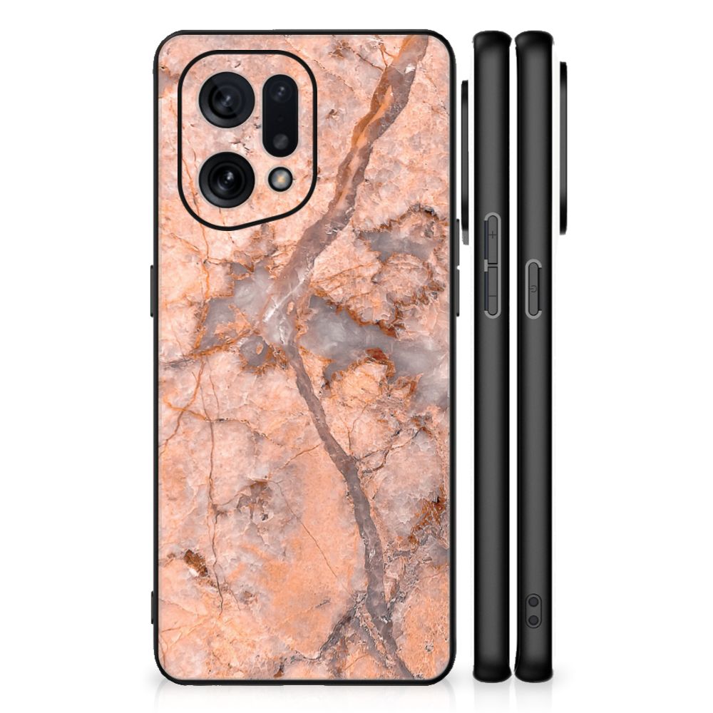 OPPO Find X5 Marmeren Print Telefoonhoesje Marmer Oranje B2C Telecom