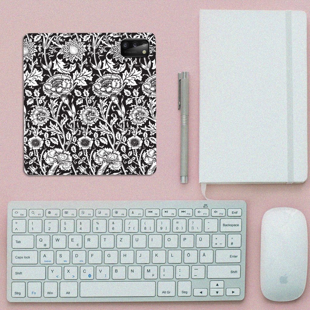 Samsung Galaxy A41 Smart Cover Black Flowers - B2C Telecom