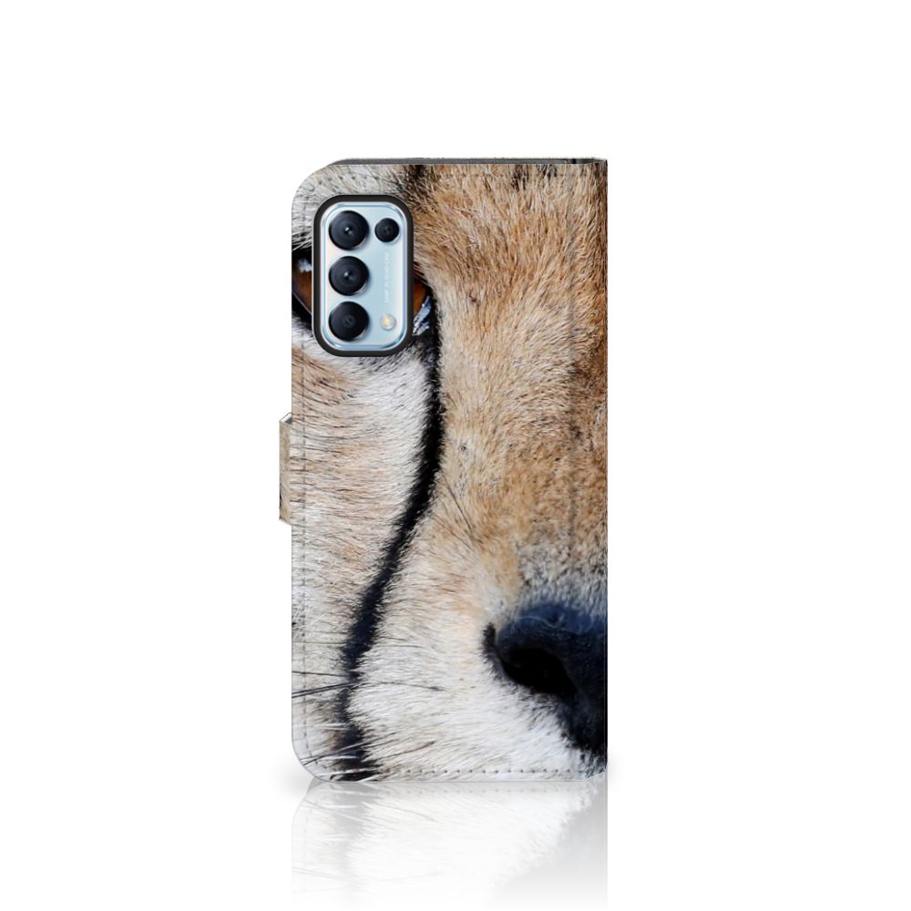 OPPO Find X3 Lite Telefoonhoesje met Pasjes Cheetah met close-up van cheeta