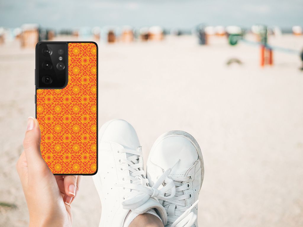 Samsung Galaxy S21 Ultra Back Case Batik Oranje B2C Telecom
