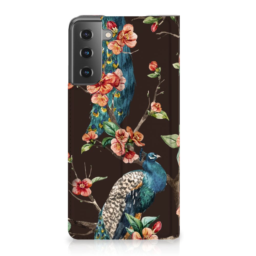 Samsung Galaxy S21 Plus Hoesje maken Pauw met Bloemen - B2C Telecom