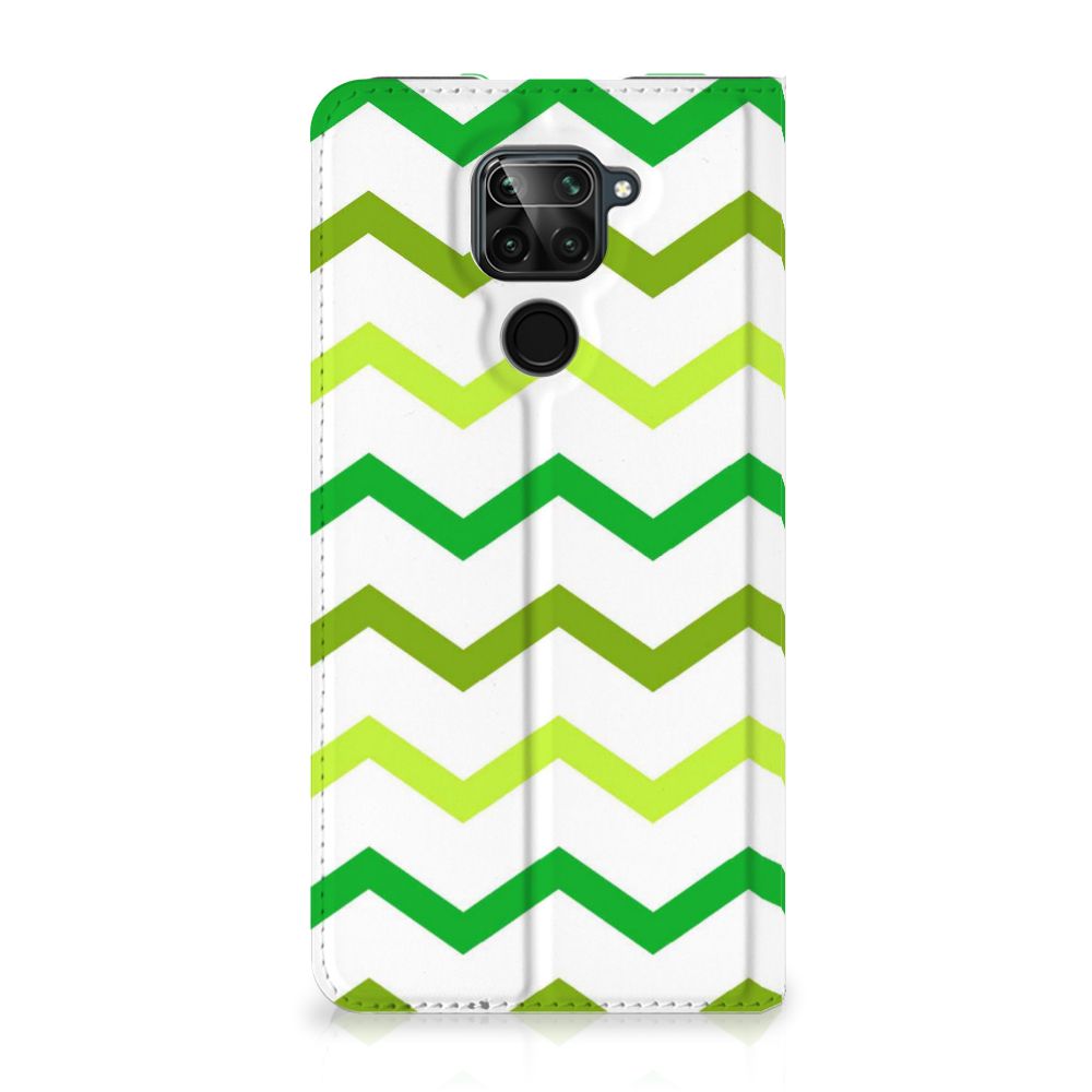 Xiaomi Redmi Note 9 Hoesje met Magneet Zigzag Groen - B2C Telecom