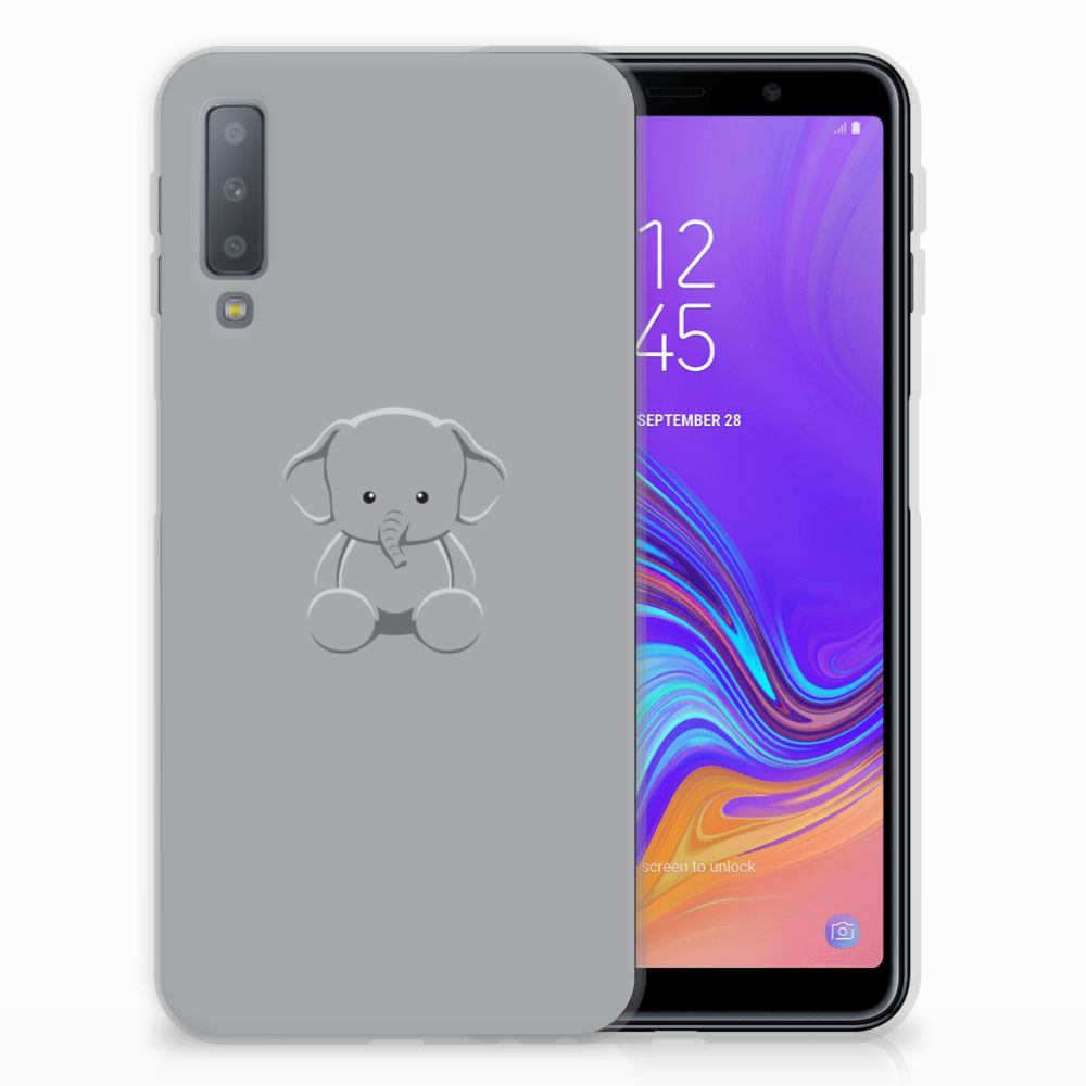 Samsung Galaxy A7 (2018) Telefoonhoesje met Naam Grijs Baby Olifant