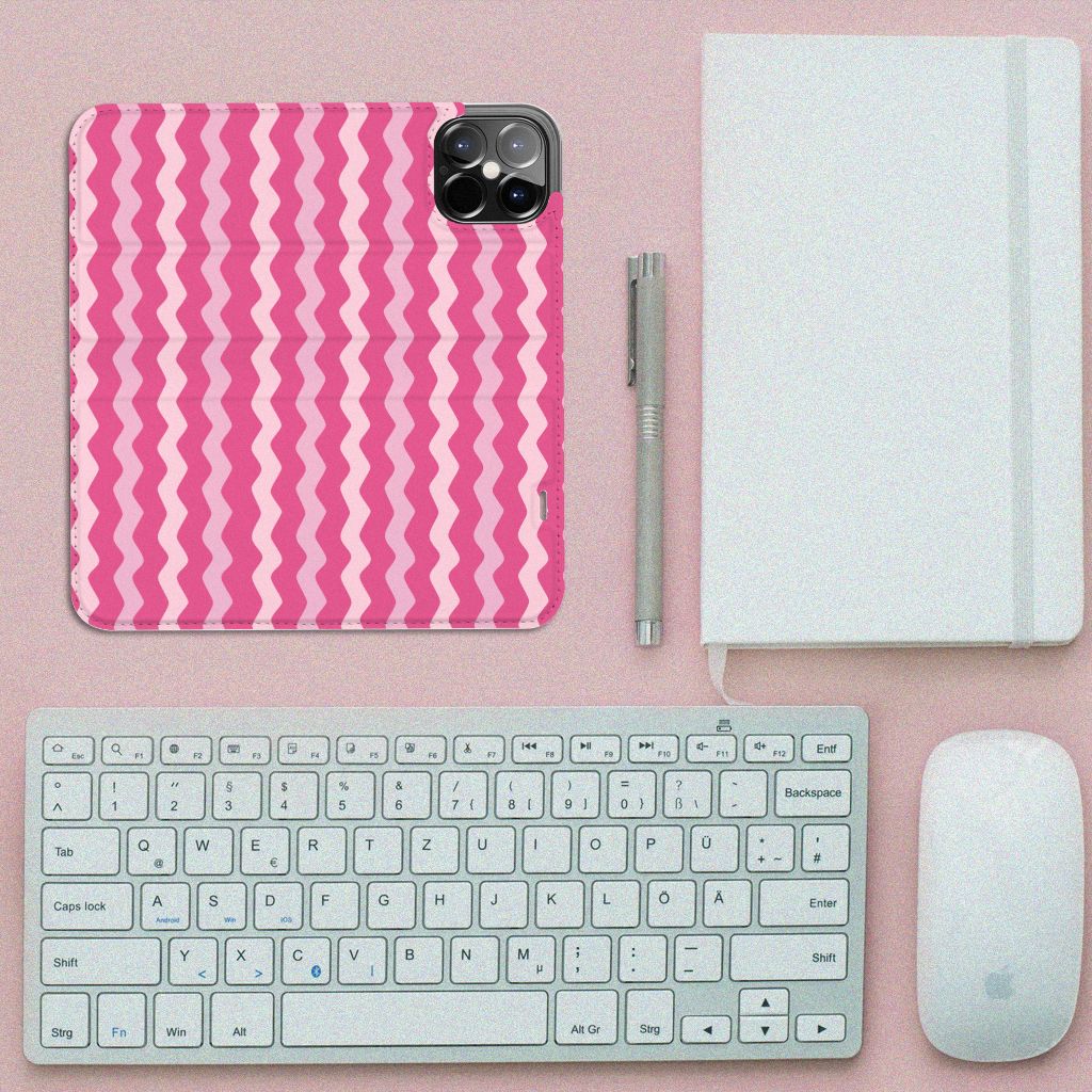iPhone 12 Pro Max Hoesje met Magneet Waves Pink - B2C Telecom