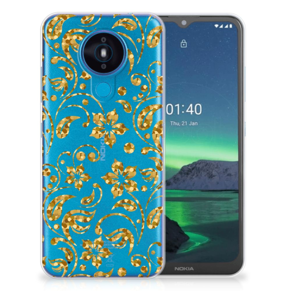 Nokia 1.4 TPU Case Gouden Bloemen