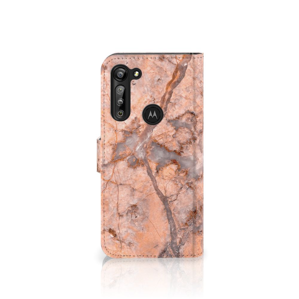 Motorola G8 Power Bookcase Marmer Oranje
