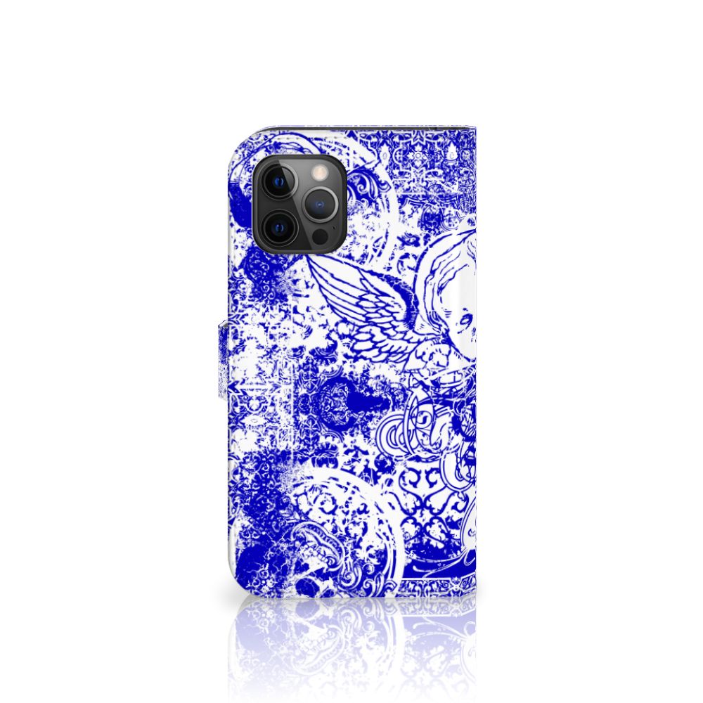 Telefoonhoesje met Naam Apple iPhone 12 Pro Max Angel Skull Blauw