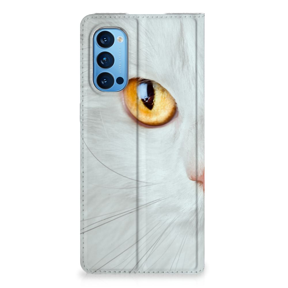OPPO Reno4 Pro 5G Hoesje maken Witte Kat - B2C Telecom