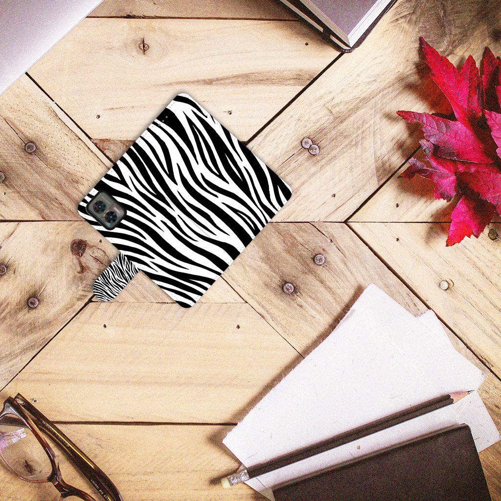 Motorola Edge 30 Neo Telefoonhoesje met Pasjes Zebra