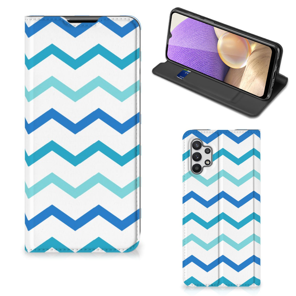 Samsung Galaxy A32 5G Hoesje met Magneet Zigzag Blauw - B2C Telecom