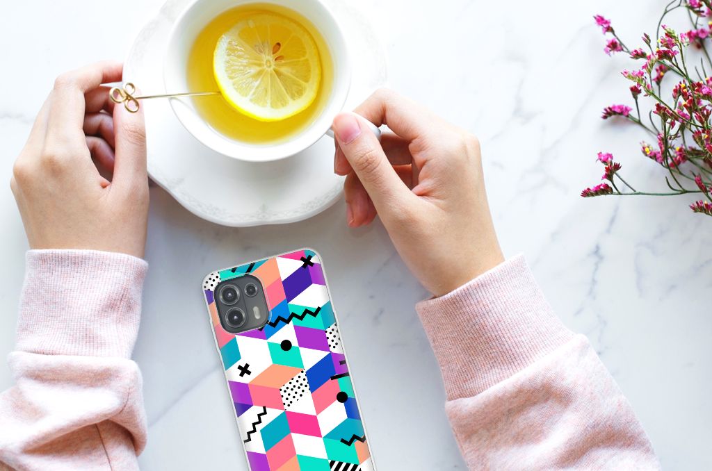Motorola Edge 20 Lite TPU Hoesje Blokken Kleurrijk B2C Telecom