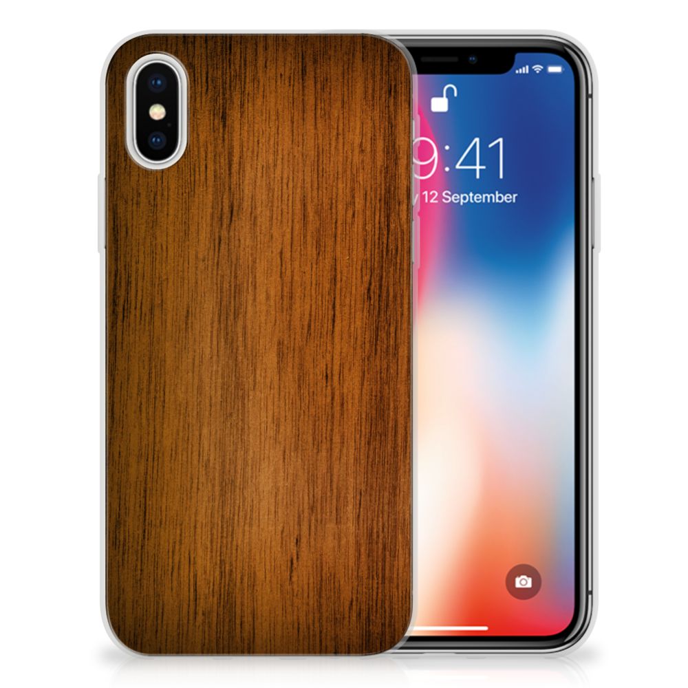 Apple iPhone X | Xs Bumper Hoesje Donker Hout