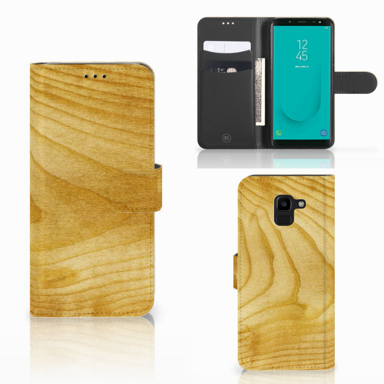 Samsung Galaxy J6 2018 Book Style Case Licht Hout