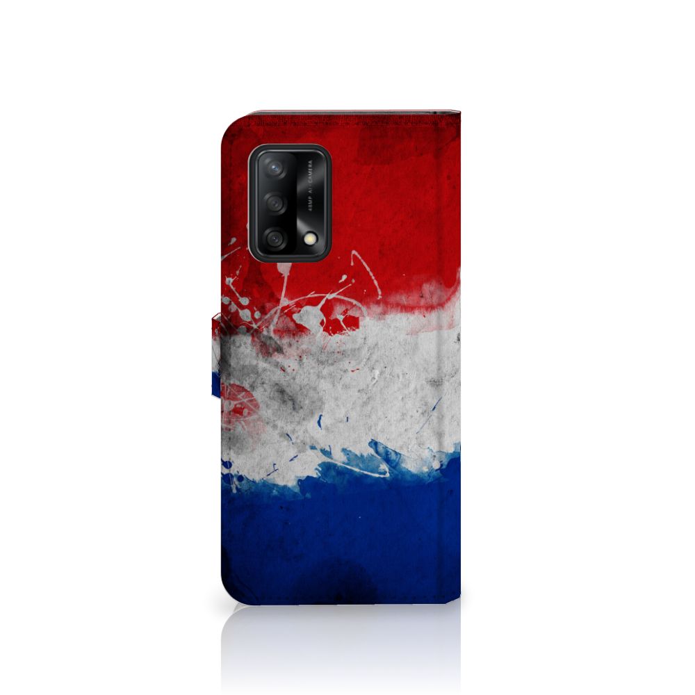 OPPO A74 4G Bookstyle Case Nederland met Nederlandse vlag design op een smartphone