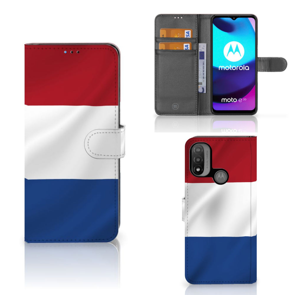Motorola Moto E20 | E30 | E40 Bookstyle Case Nederlandse Vlag met pasjes en telefoonzicht
