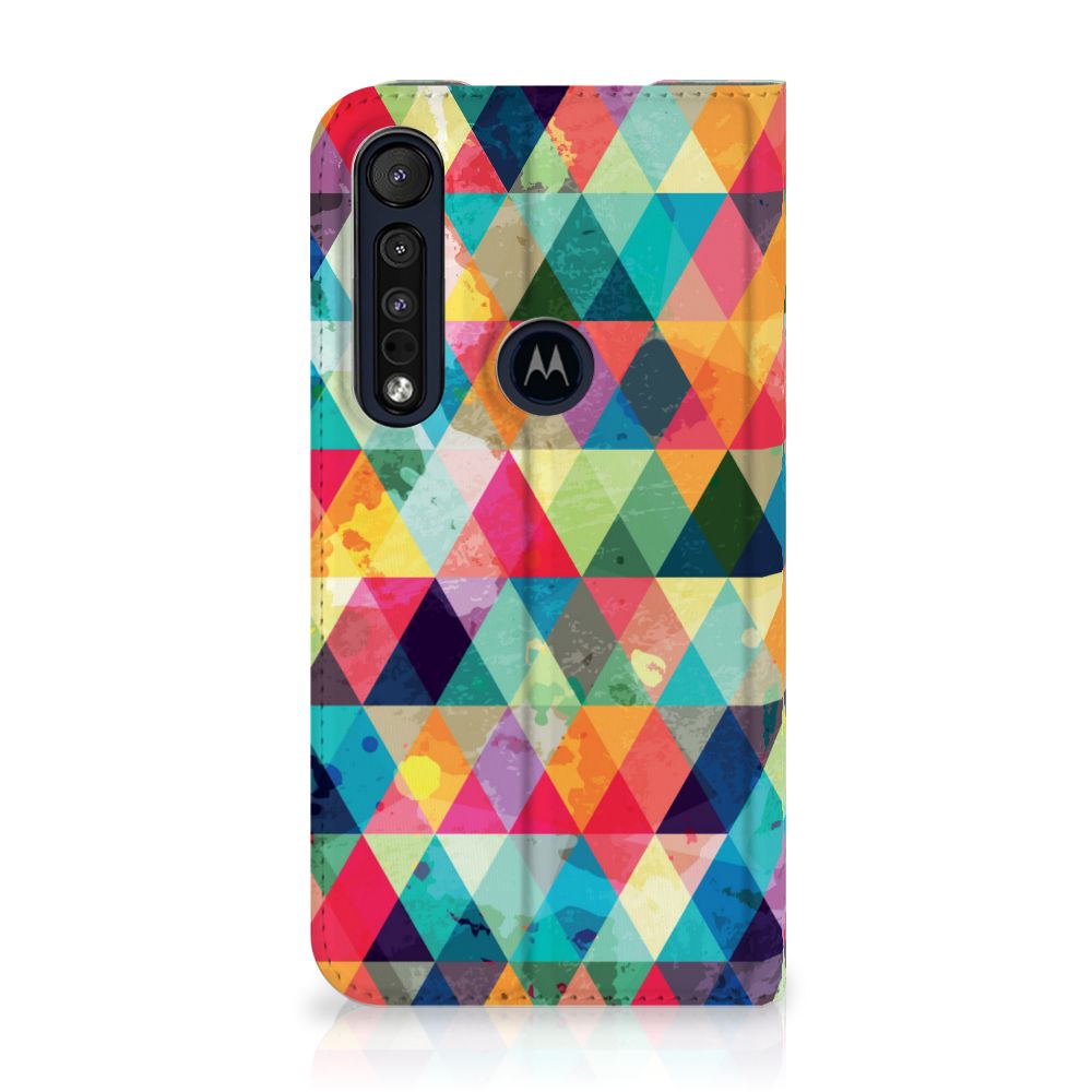 Motorola G8 Plus Hoesje met Magneet Geruit - B2C Telecom