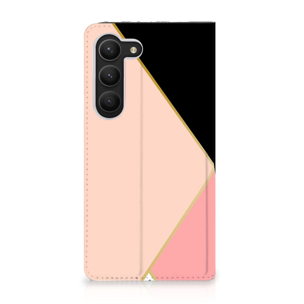 Samsung Galaxy S23 Stand Case Zwart Roze Vormen - B2C Telecom
