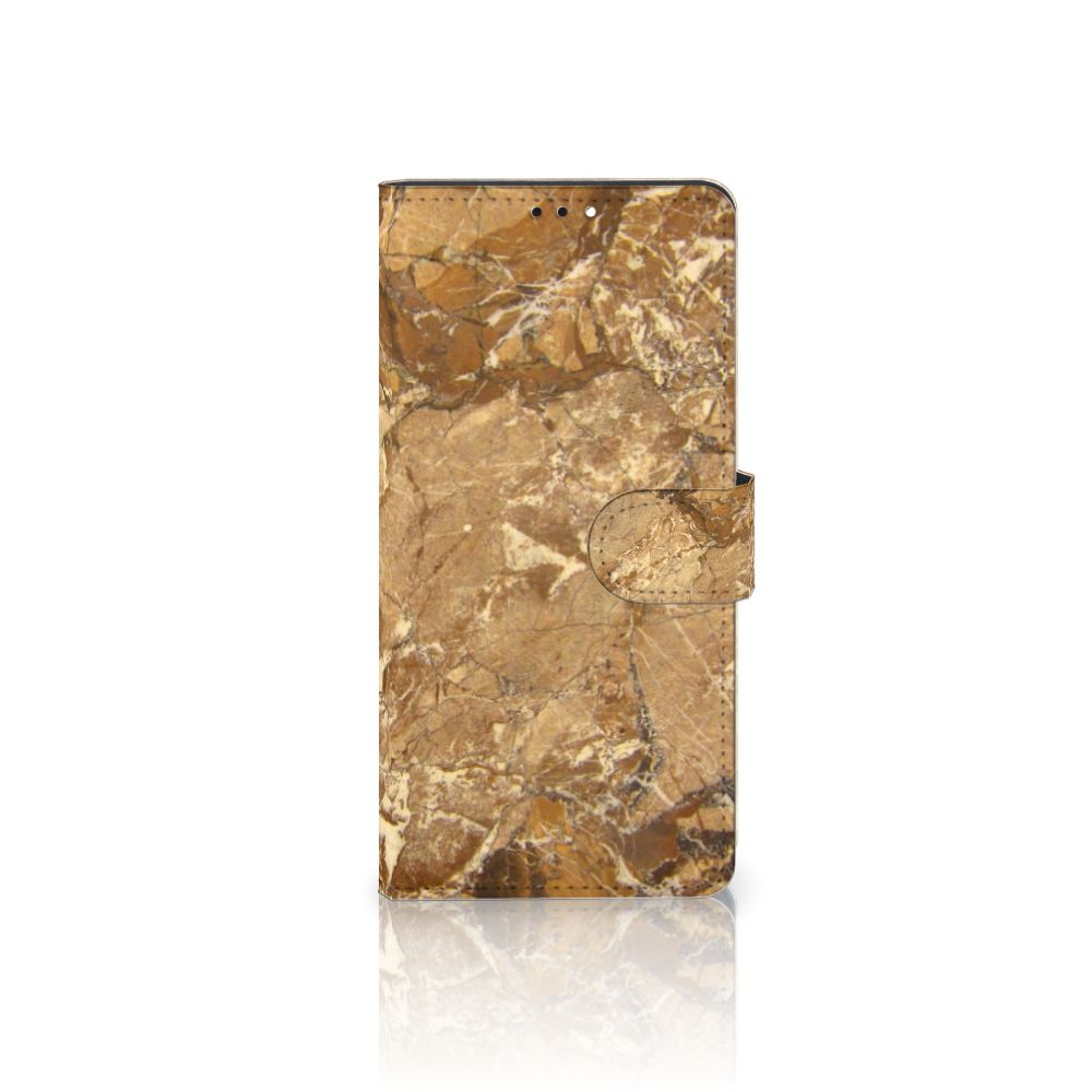 Xiaomi Redmi Note 10 Pro Bookcase Marmer Creme met luxe marmerlook en stevige TPU-siliconen bescherming.