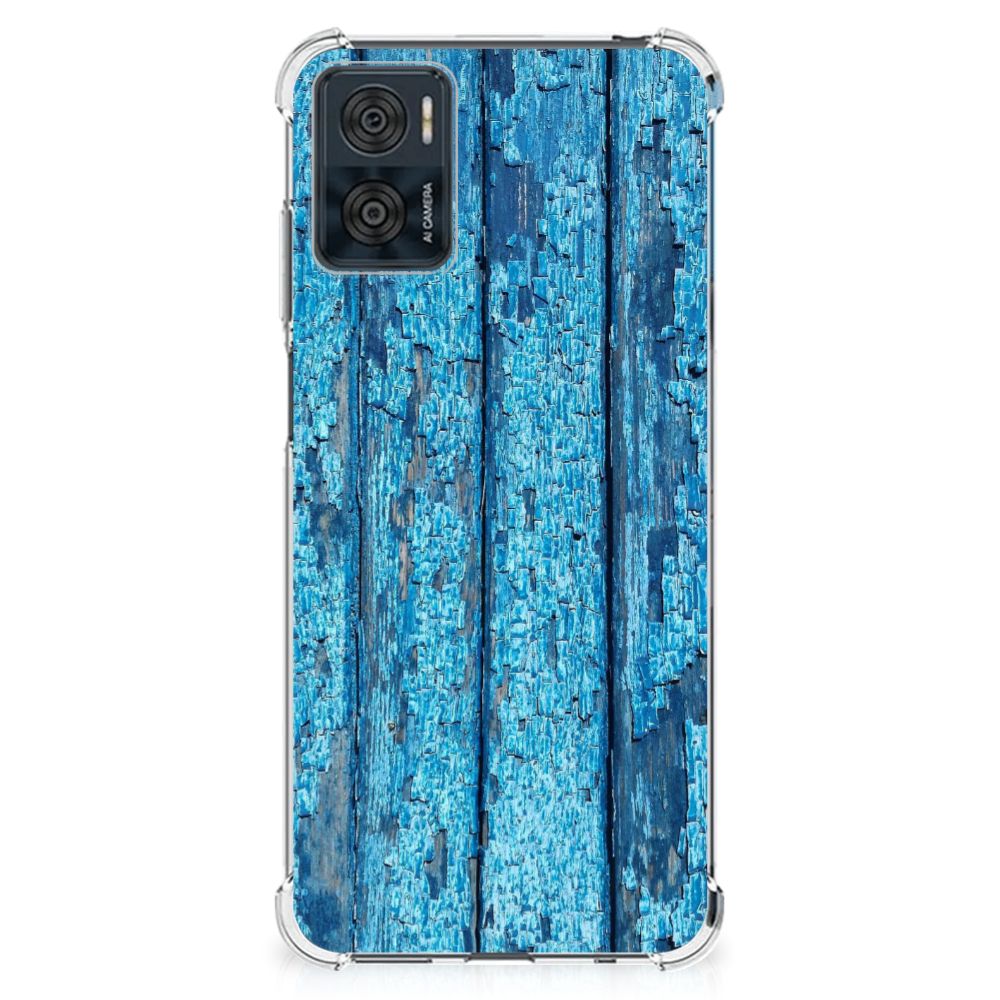 Motorola Moto E22 | E22i Stevig Telefoonhoesje Wood Blue
