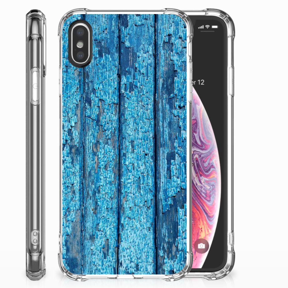 Apple iPhone X | Xs Stevig Telefoonhoesje Wood Blue