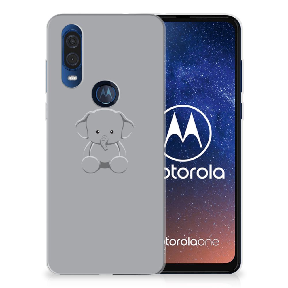 Motorola One Vision Telefoonhoesje met Naam Grijs Baby Olifant