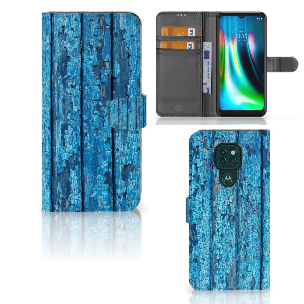 Motorola Moto G9 Play | E7 Plus Book Style Case Wood Blue