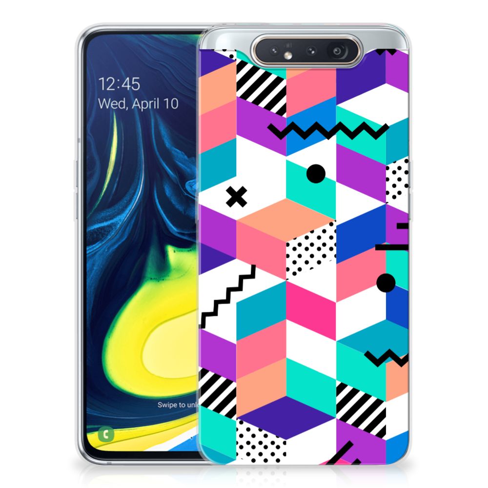 Samsung Galaxy A80 TPU Hoesje Blokken Kleurrijk