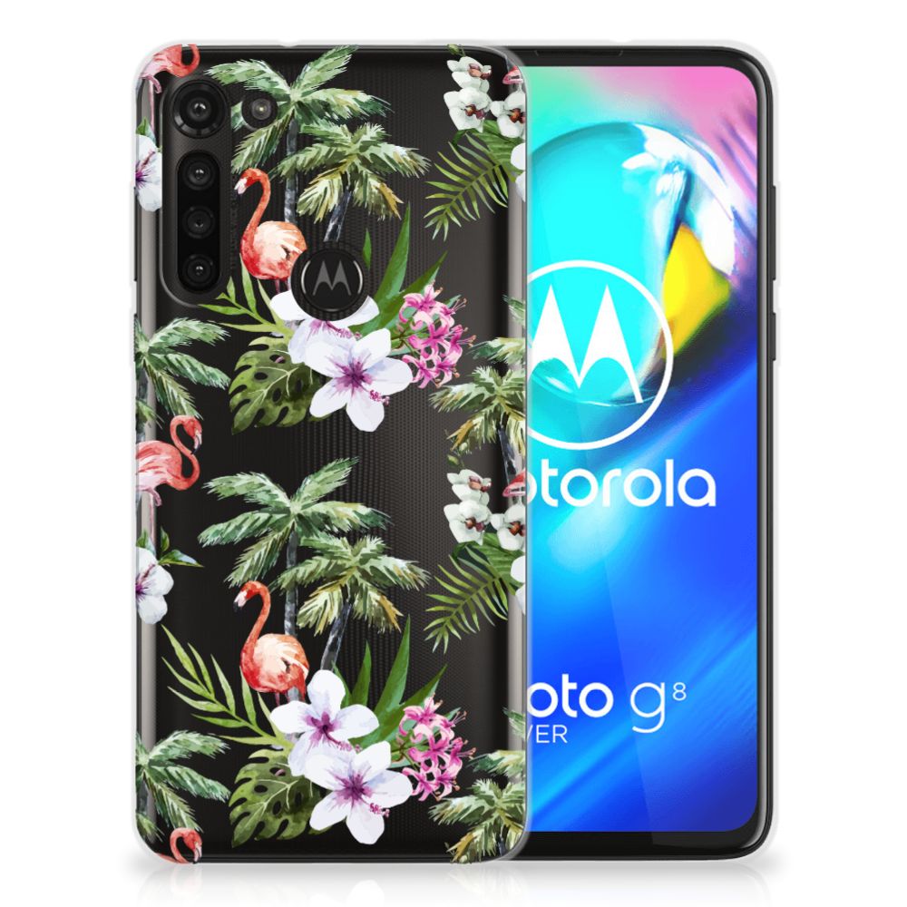Motorola Moto G8 Power TPU Hoesje Flamingo Palms B2C Telecom