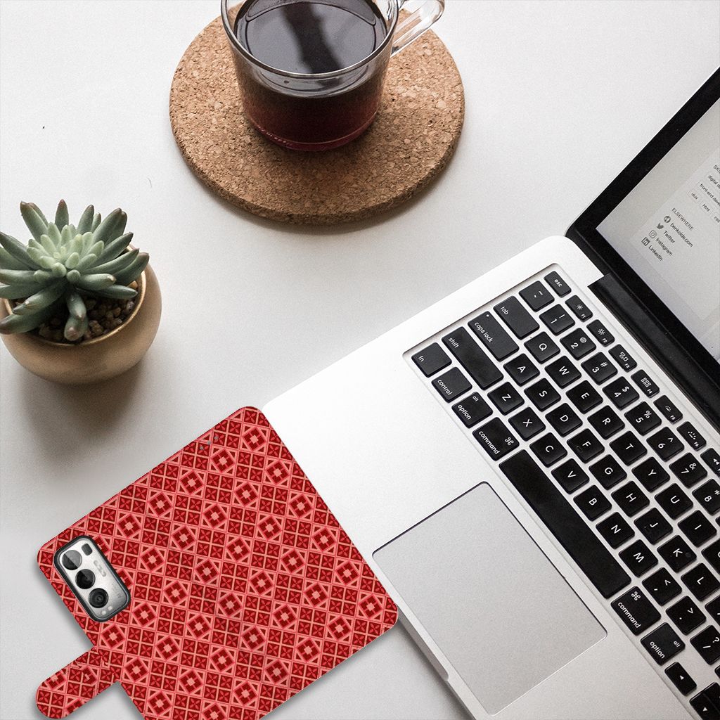 OPPO Find X3 Neo 5G Telefoon Hoesje Batik Rood