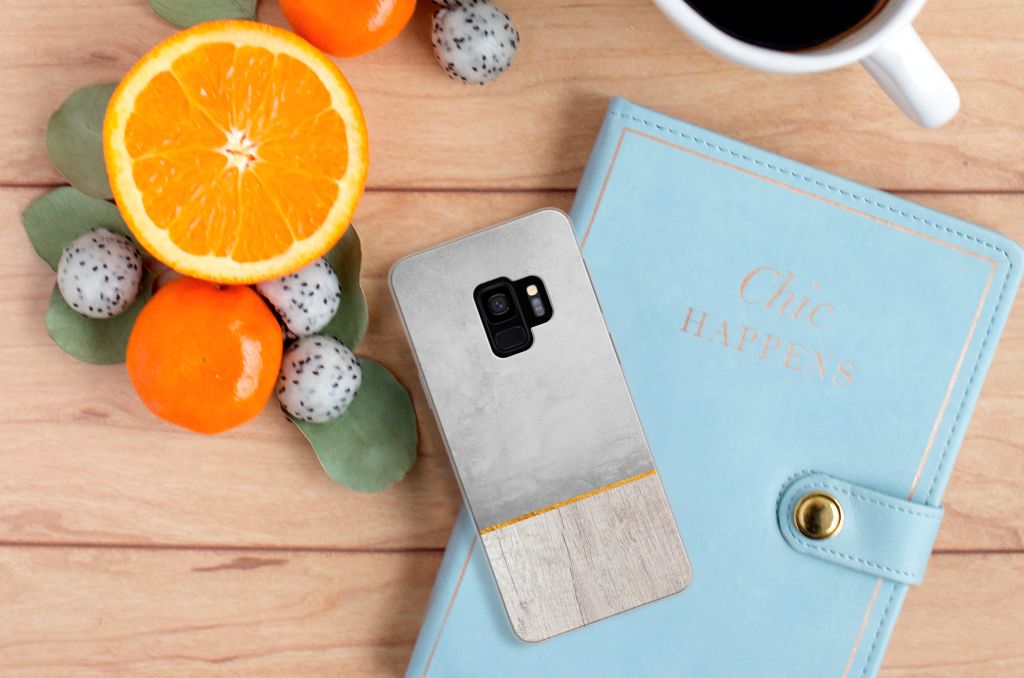 Samsung Galaxy S9 Bumper Hoesje Wood Concrete