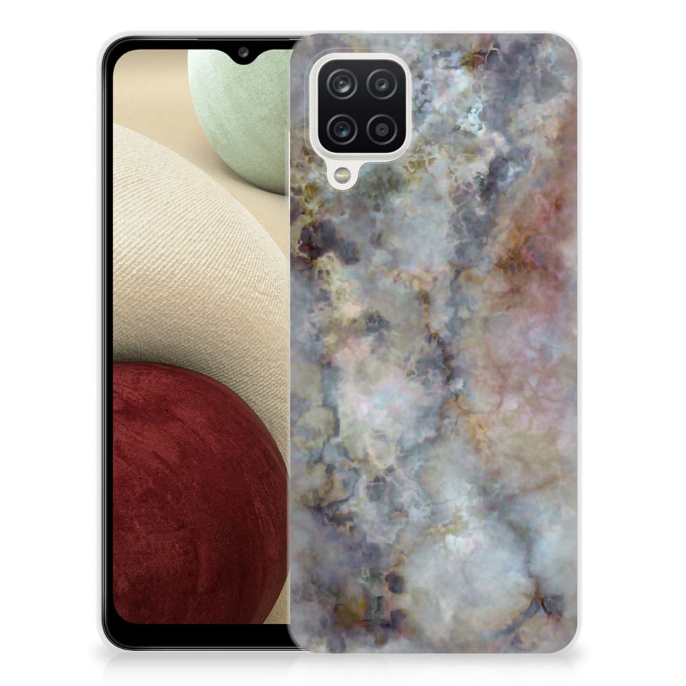 Samsung Galaxy A12 TPU Siliconen Hoesje Marmer Grijs B2C Telecom